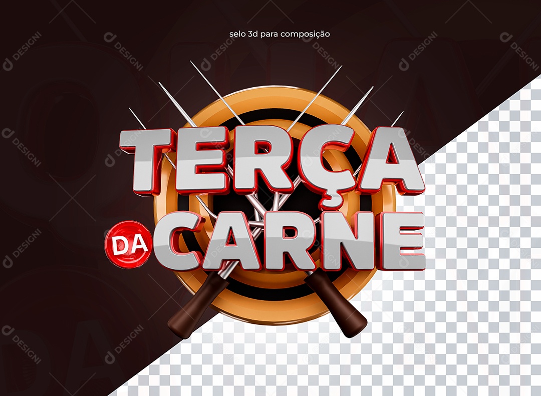 Selo 3D Terça da Carne para Composição PSD