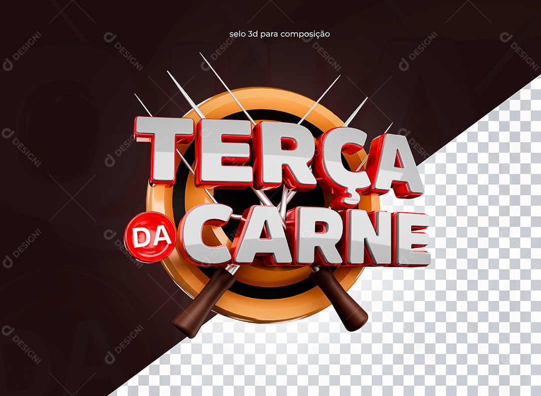 Selo 3D Terça da Carne para Composição PSD