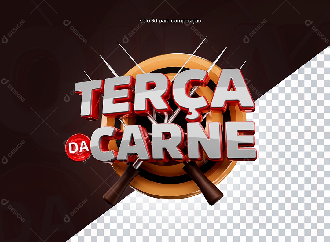 Selo 3D Terça da Carne para Composição PSD