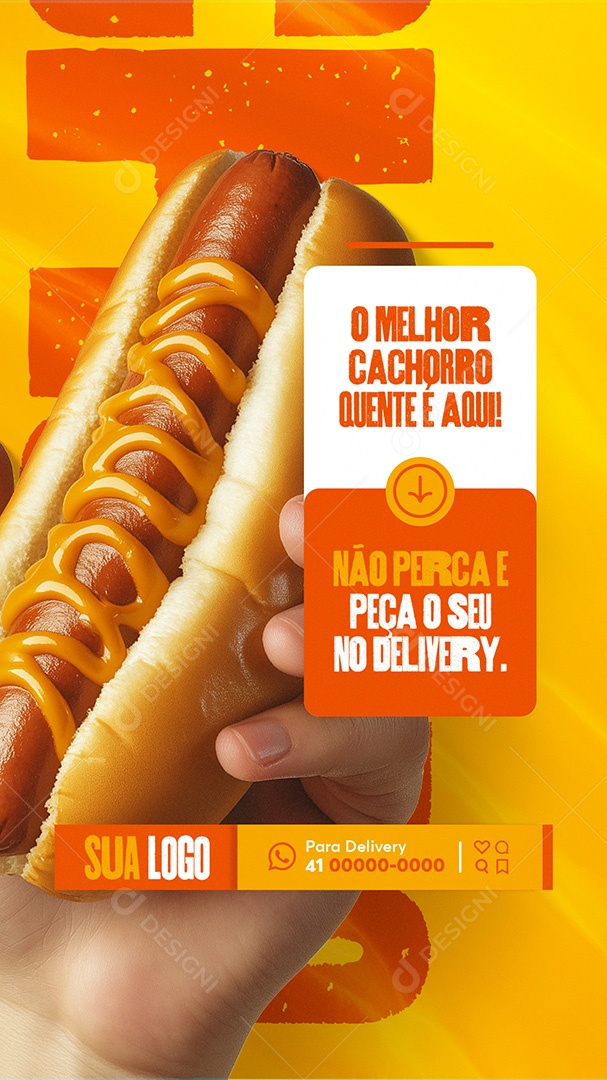 Story Restaurante O Melhor Cachorro Quente é Aqui Social Media PSD Editável