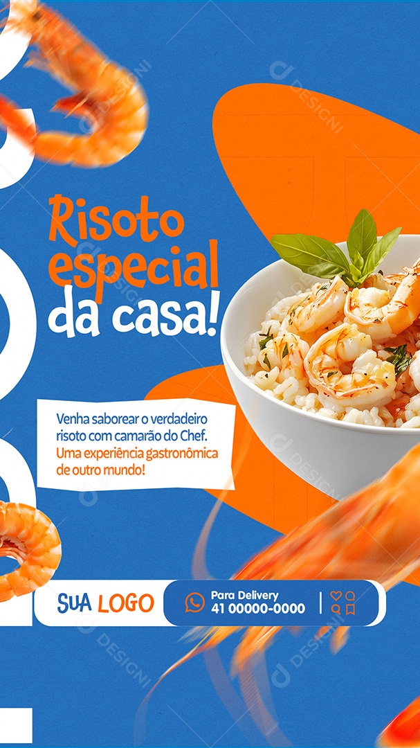 Story Restaurante Risoto Especial da Casa Camarão Social Media PSD Editável