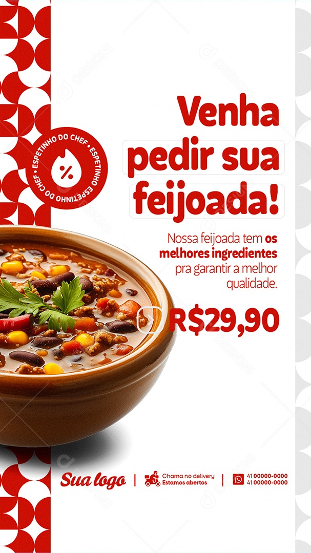 Story Restaurante Venha Pedir sua Feijoada Social Media PSD Editável