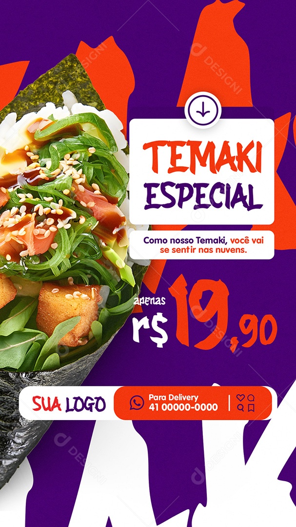 Story Restaurante Temaki Especial Social Media PSD Editável