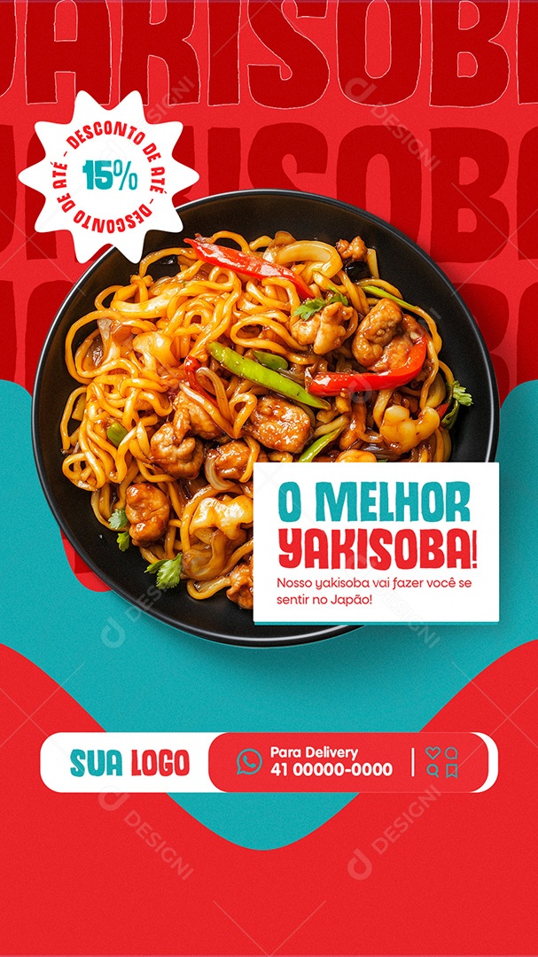 Story Restaurante O Melhor Yakisoba Social Media PSD Editável