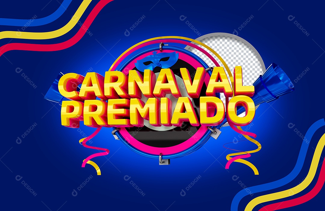 Selo 3D Carnaval Premiado para Composição PSD