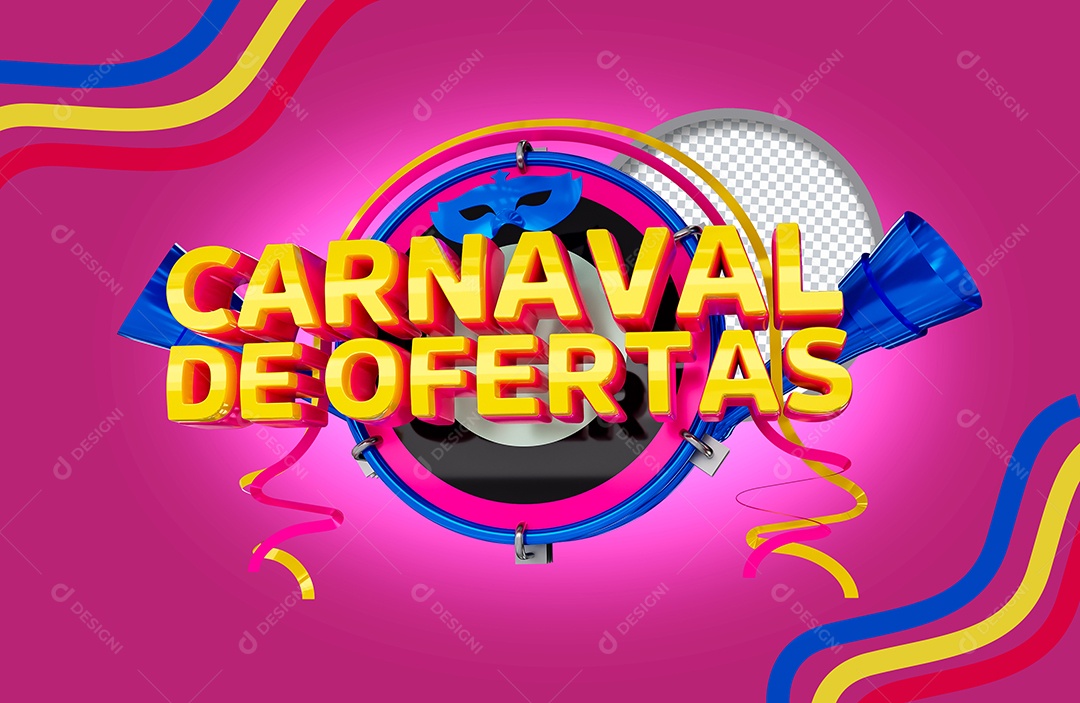 Selo 3D Carnaval de Ofertas para Composição PSD