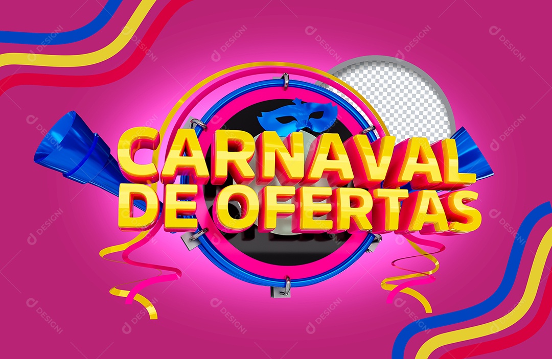 Selo 3D Carnaval de Ofertas para Composição PSD