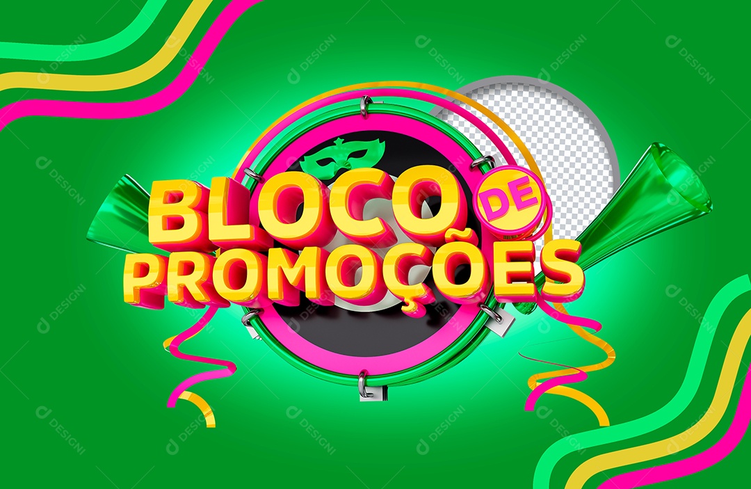 Selo 3D Bloco de Promoções para Composição PSD