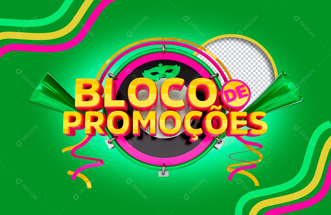 Selo 3D Bloco de Promoções para Composição PSD