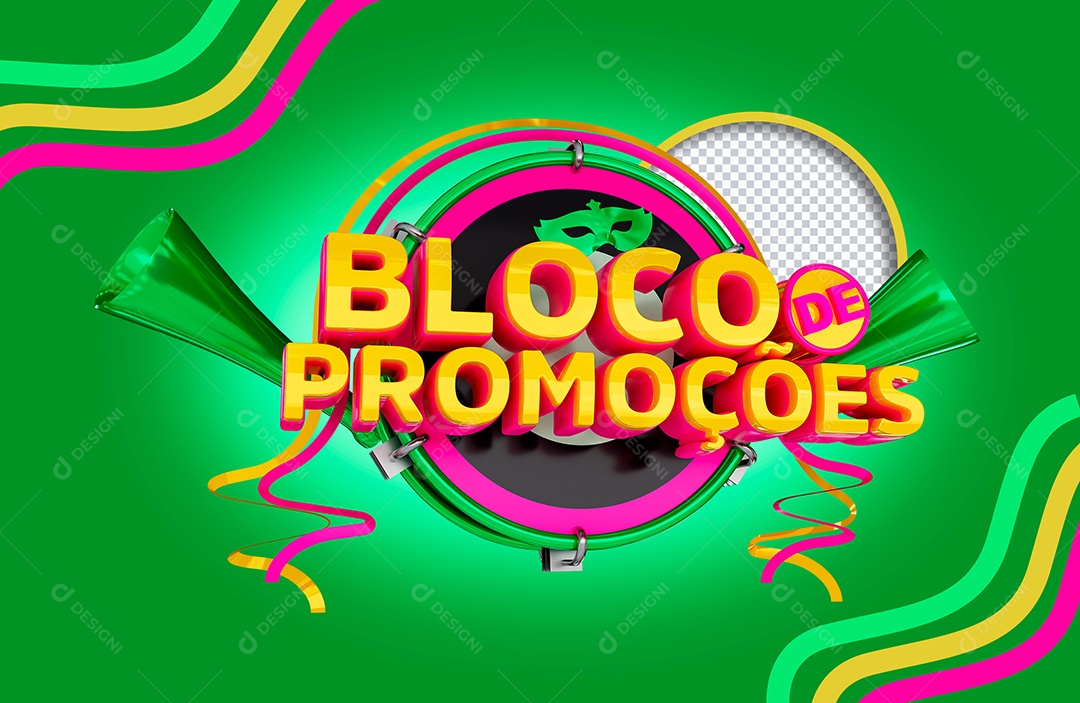 Selo 3D Bloco das Ofertas para Composição PSD