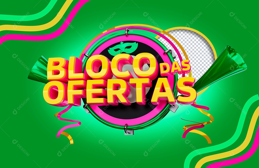 Selo 3D Bloco das Ofertas para Composição PSD