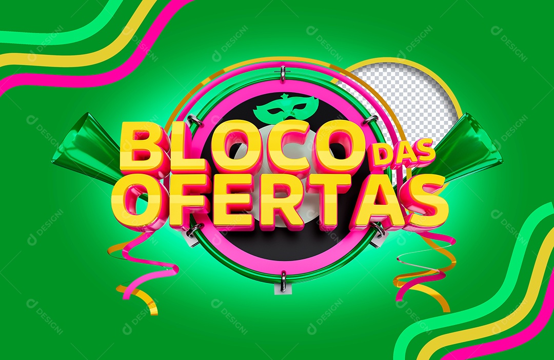 Selo 3D Bloco das Ofertas para Composição PSD