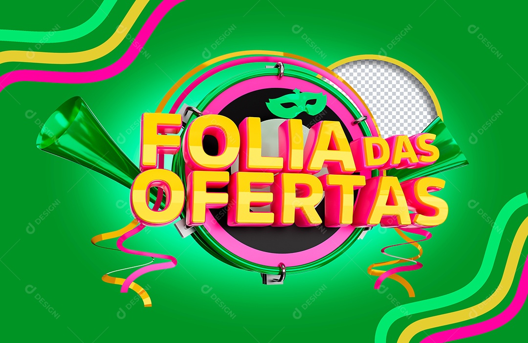 Selo 3D Folia das Ofertas para Composição PSD