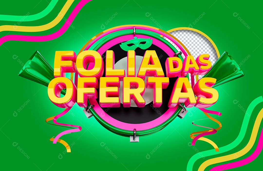 Selo 3D Folia das Ofertas para Composição PSD