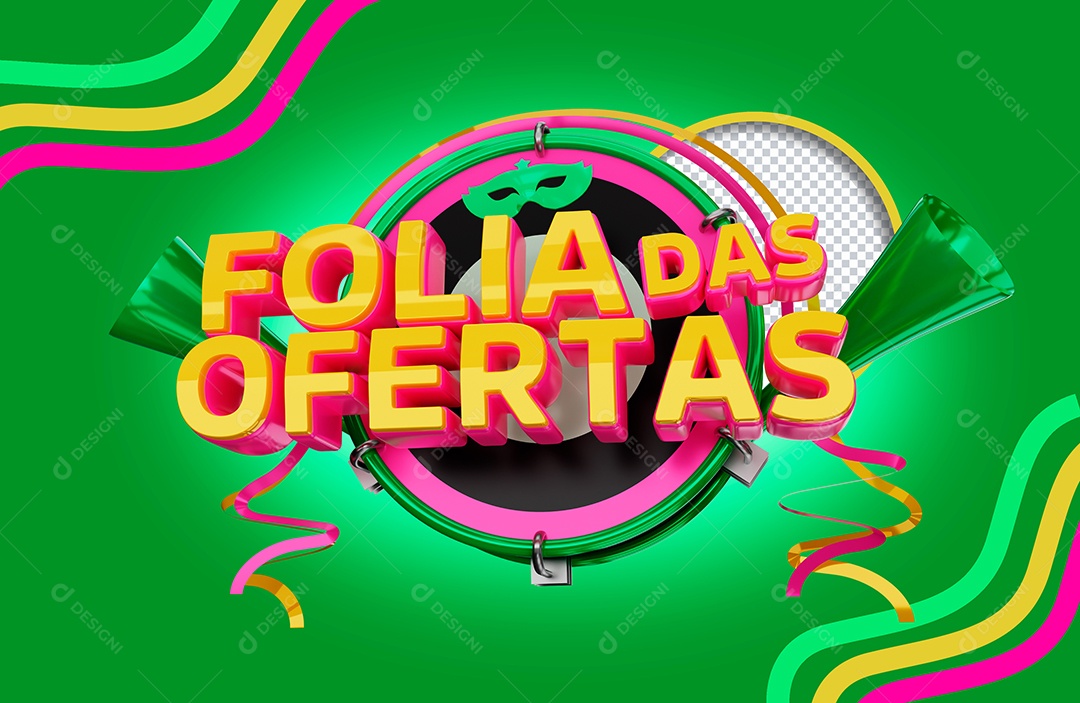Selo 3D Folia das Ofertas para Composição PSD