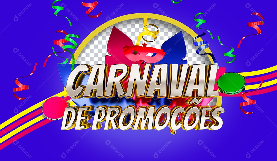Selo 3D Carnaval de Ofertas para Composição PSD