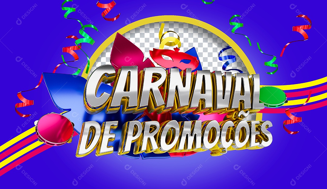 Selo 3D Carnaval de Ofertas para Composição PSD