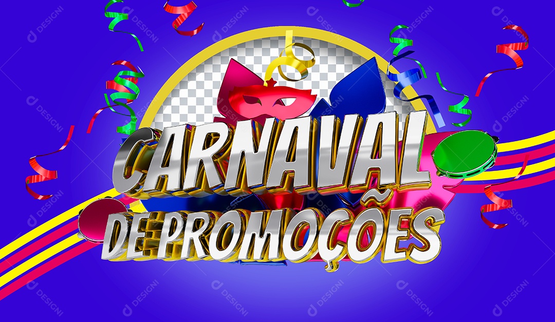 Selo 3D Carnaval de Ofertas para Composição PSD