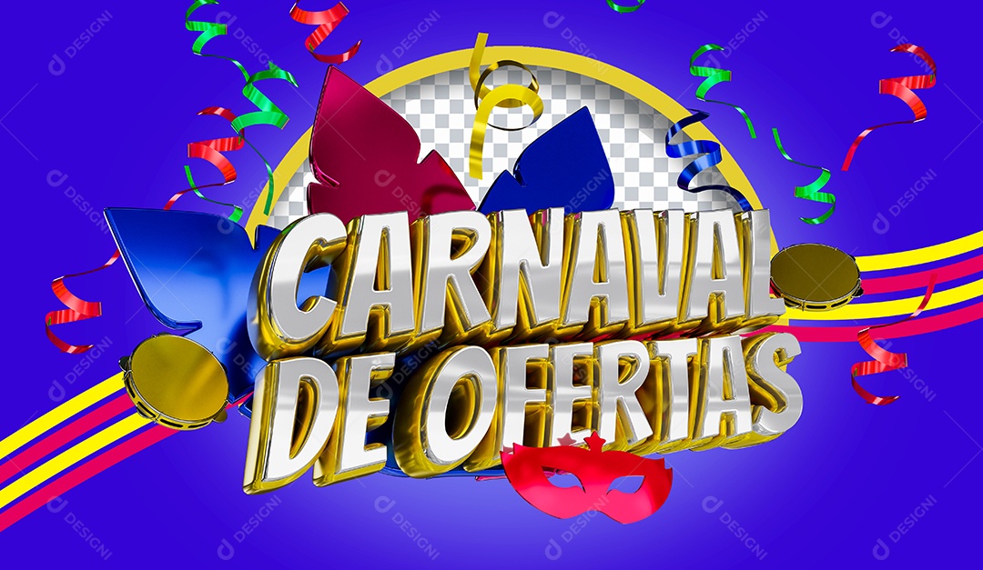 Selo 3D Carnaval de Ofertas para Composição PSD
