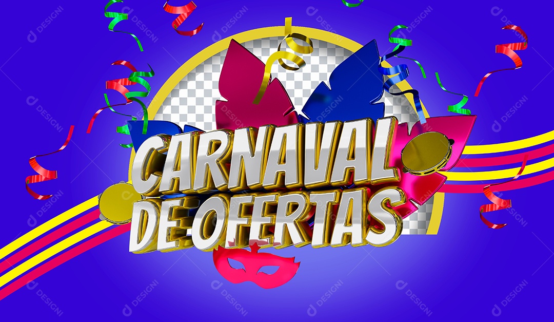 Selo 3D Carnaval de Ofertas para Composição PSD