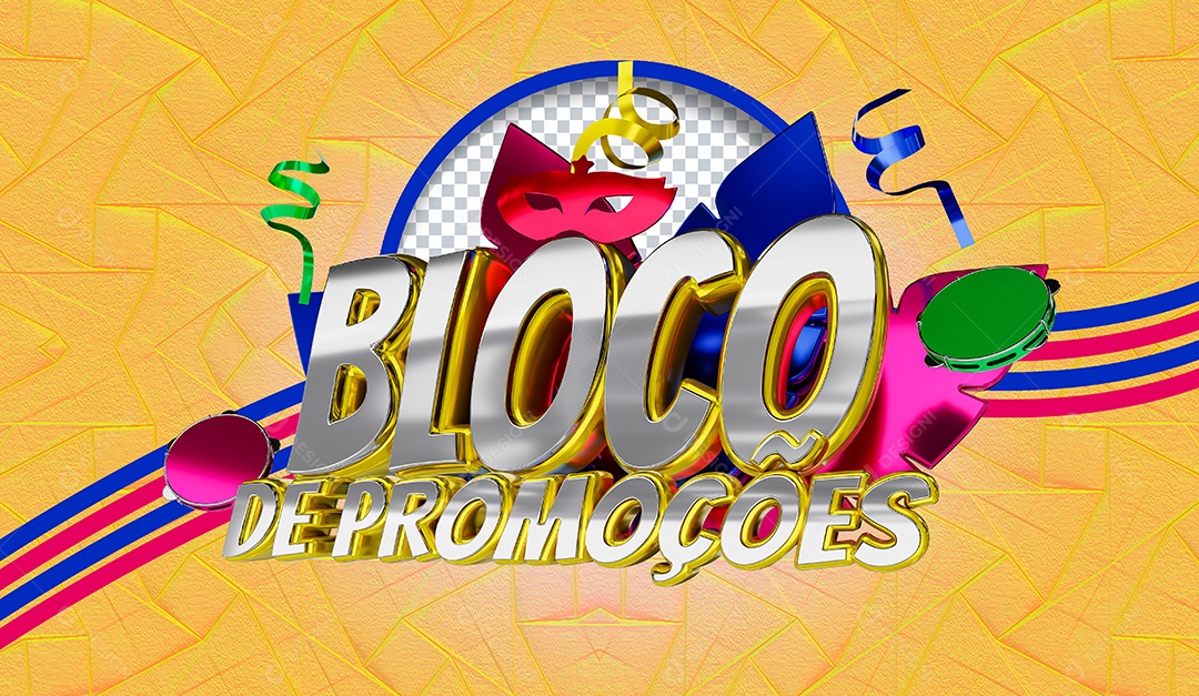 Selo 3D Bloco das Promoções para Composição PSD