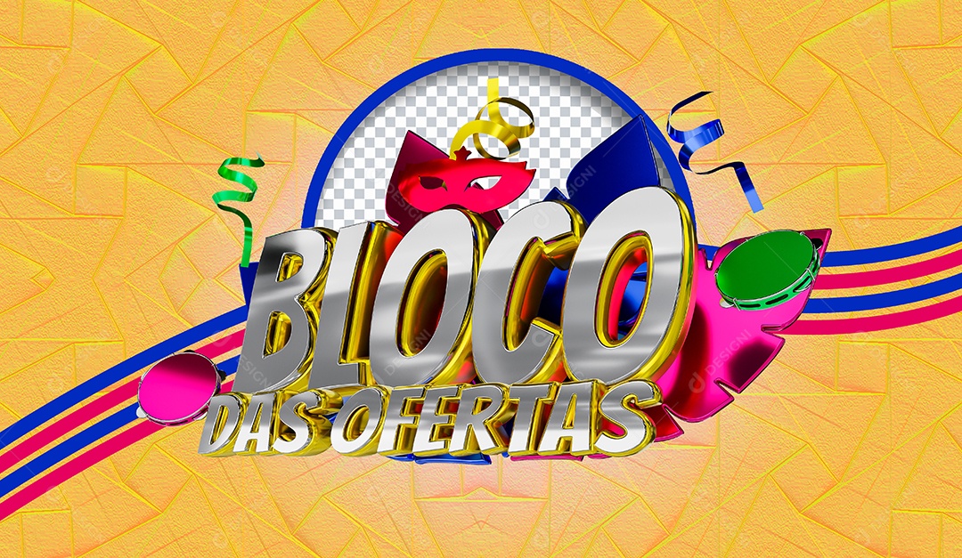 Selo 3D Bloco das Ofertas para Composição PSD