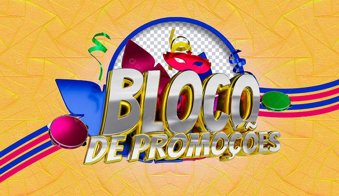 Selo 3D Bloco das Promoções para Composição PSD