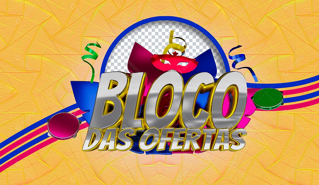Selo 3D Bloco das Ofertas para Composição PSD