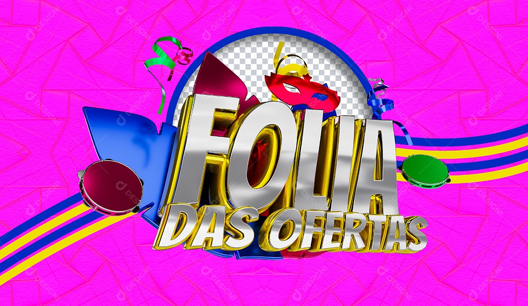 Selo 3D Folia de Promoções para Composição PSD