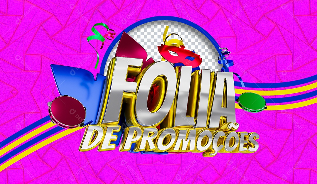 Selo 3D Folia de Promoções para Composição PSD
