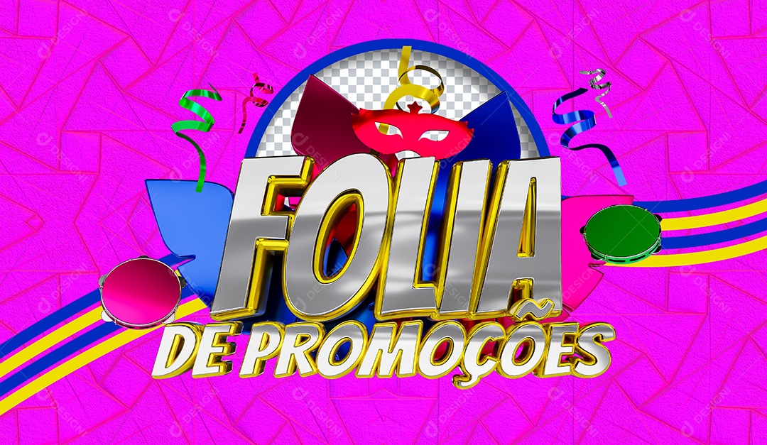 Selo 3D Folia de Promoções para Composição PSD