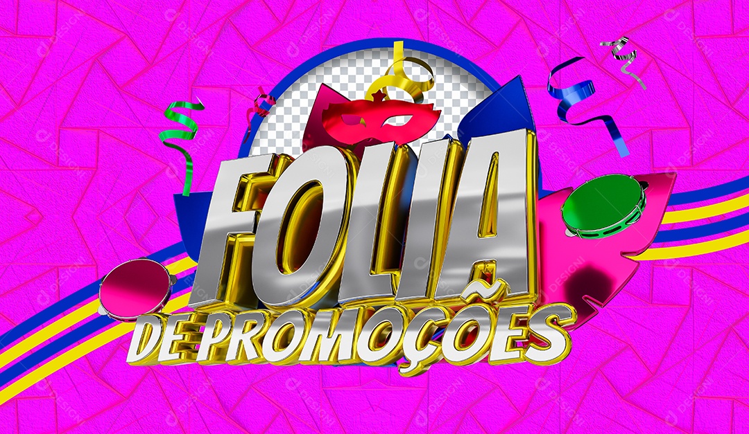 Selo 3D Folia de Promoções para Composição PSD