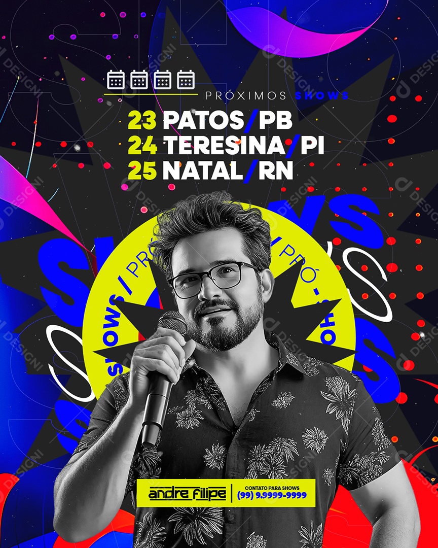 Flyer Próximos Shows Andre Felipe Social Media PSD Editável