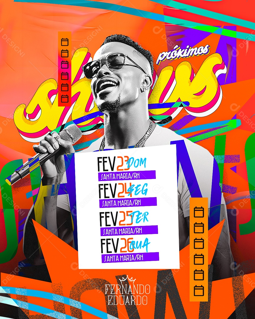 Flyer Próximos Shows Fernando Eduardo Social Media PSD Editável