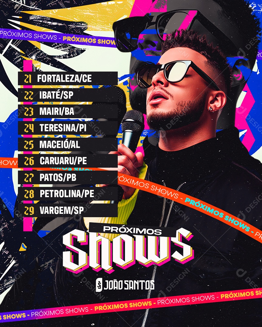 Flyer Próximos Shows João Santos Social Media PSD Editável