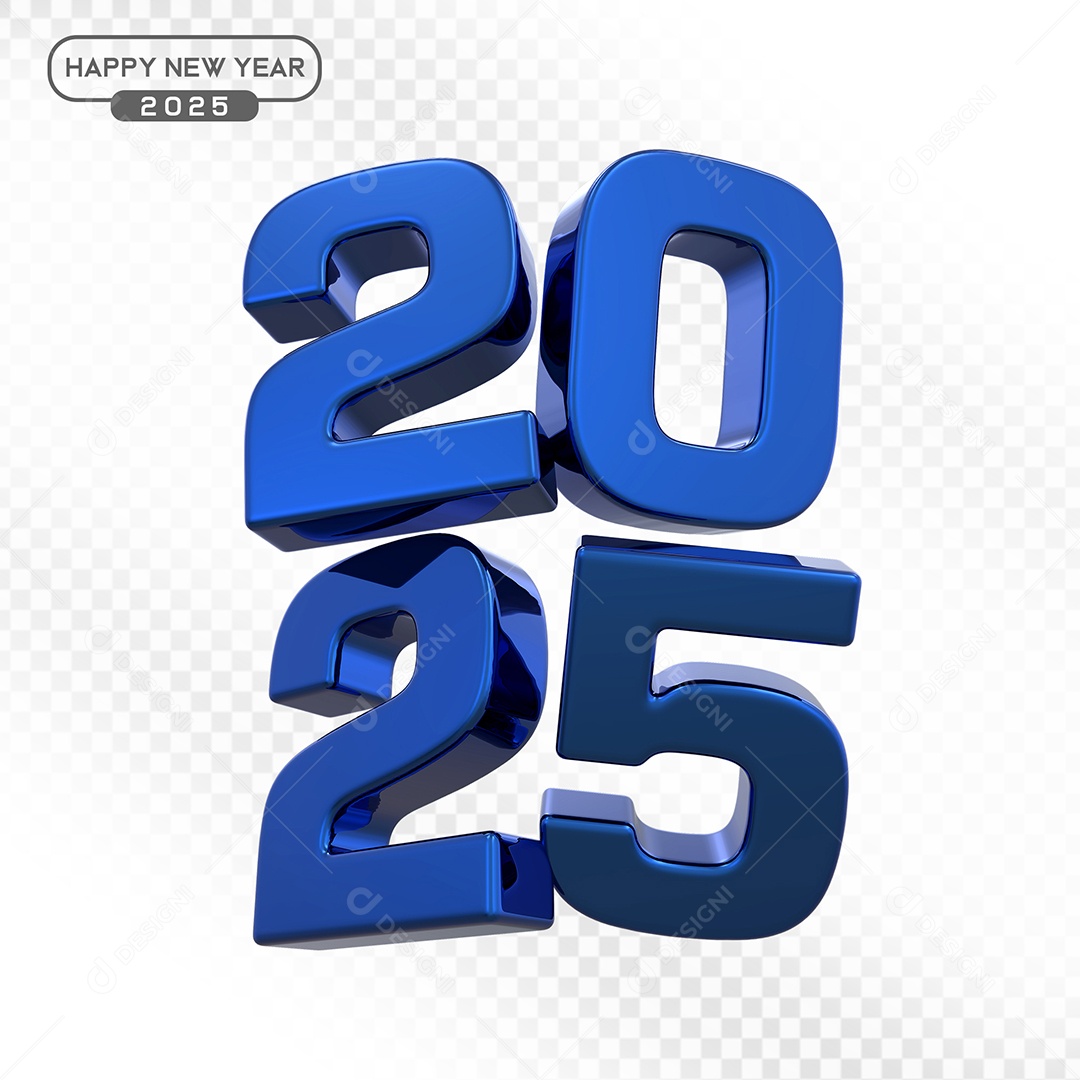 Elemento 3D Número 2025 Azul Para Composição PSD