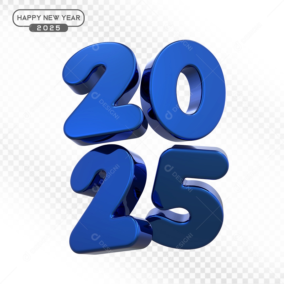Elemento 3D Número 2025 Azul Para Composição PSD