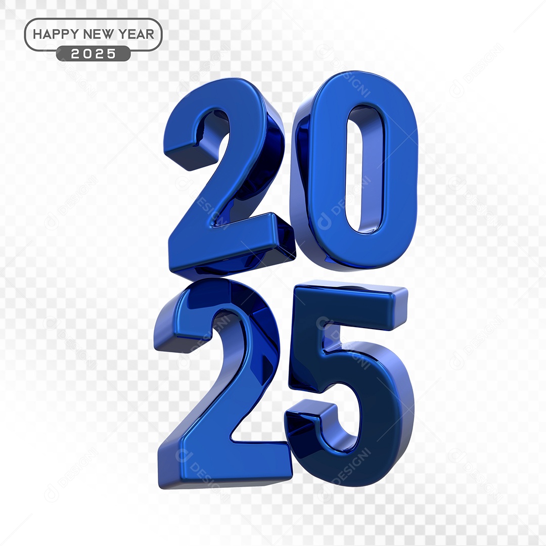 Elemento 3D Número 2025 Azul Para Composição PSD
