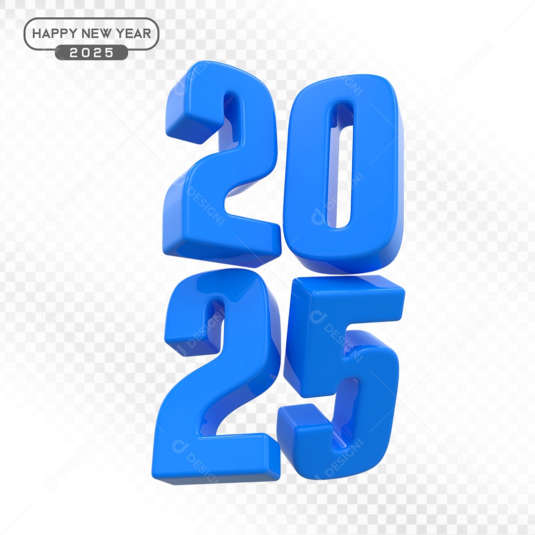 Elemento 3D Número 2025 Azul Para Composição PSD