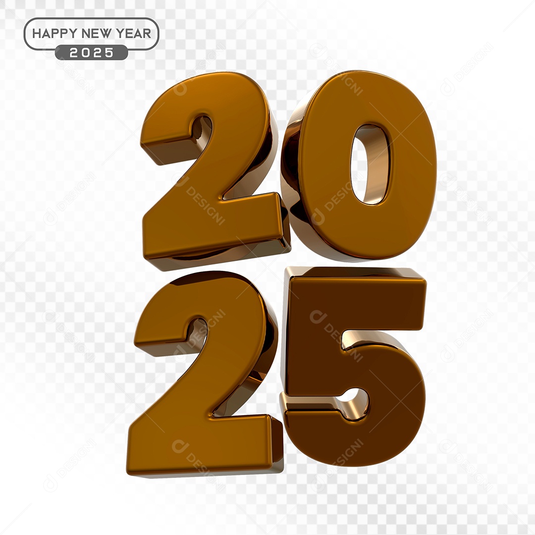 Elemento 3D Número 2025 Marrom Para Composição PSD