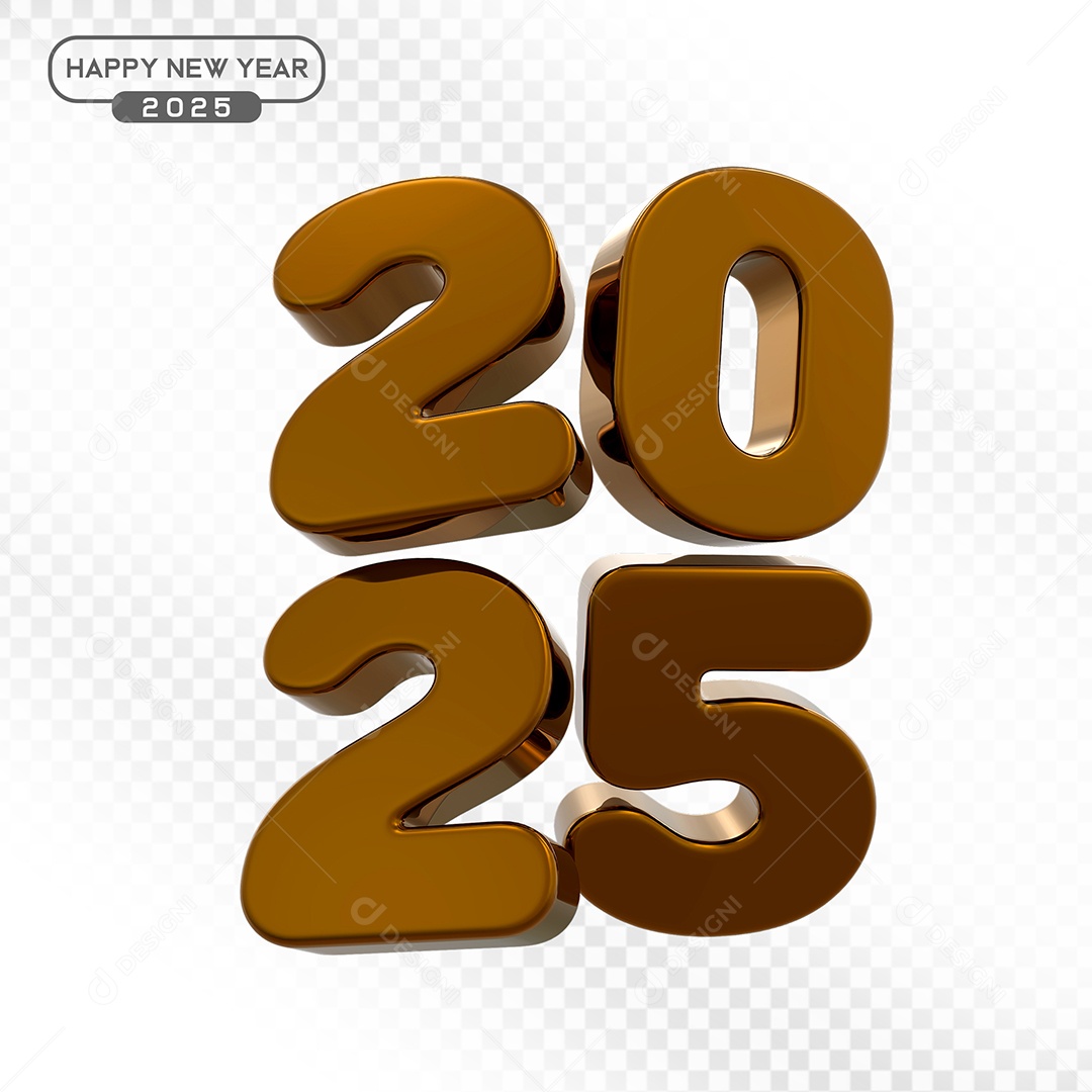 Elemento 3D Número 2025 Marrom Para Composição PSD