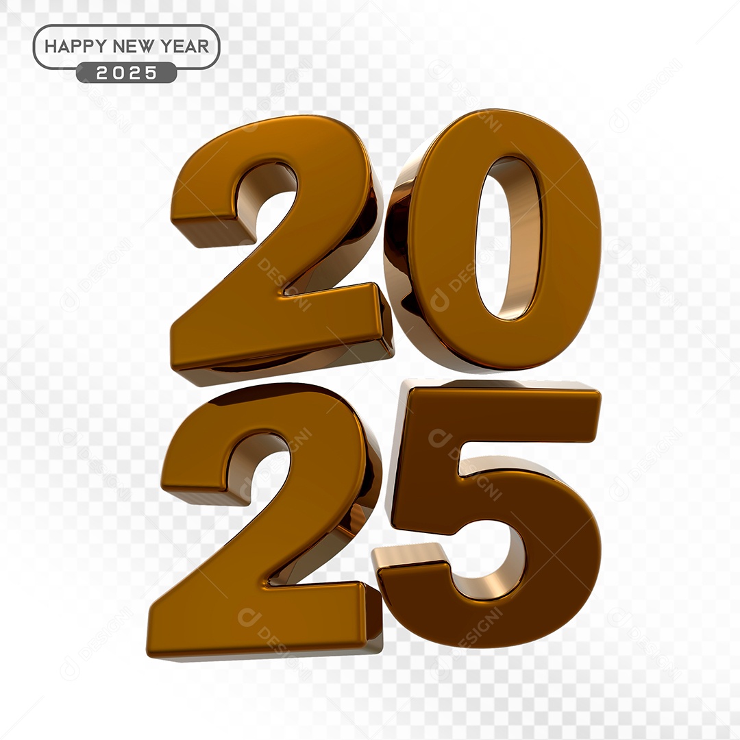 Elemento 3D Número 2025 Marrom Para Composição PSD