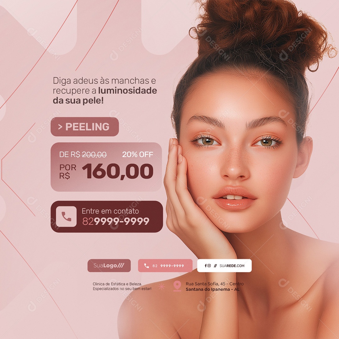 Estética Peeling Entre em Contato Social Media PSD Editável
