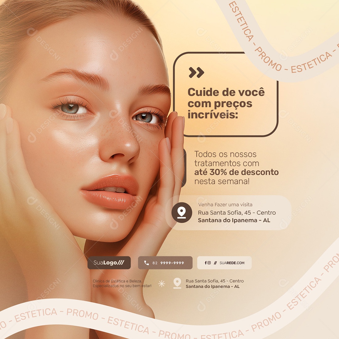 Estética Cuide de Você com Preços Incríveis Social Media PSD Editável