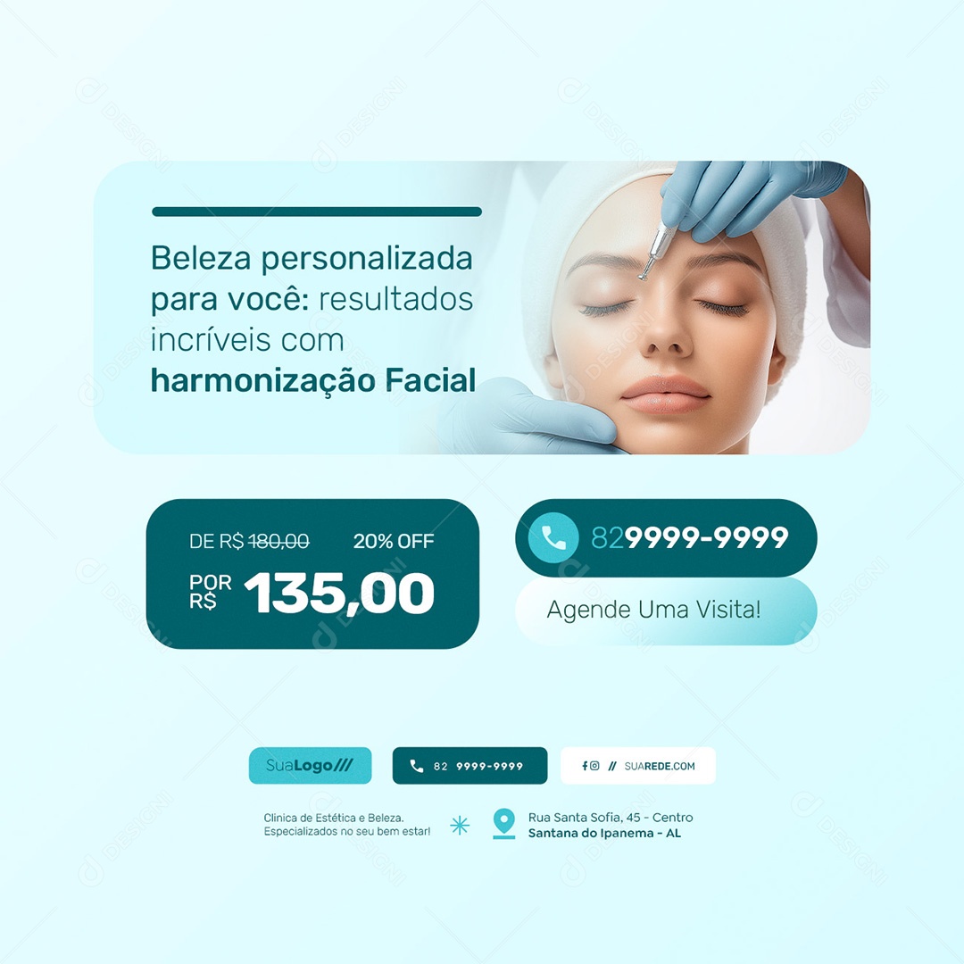 Estética Beleza Personalizada para Você Social Media PSD Editável