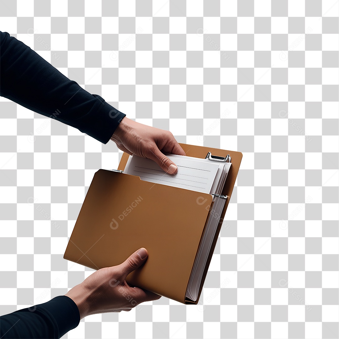 Mãos Segurando Pastas PNG Transparente