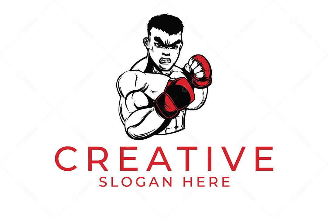 Modelo de Logotipo Academia de Luta PNG + AI Editável