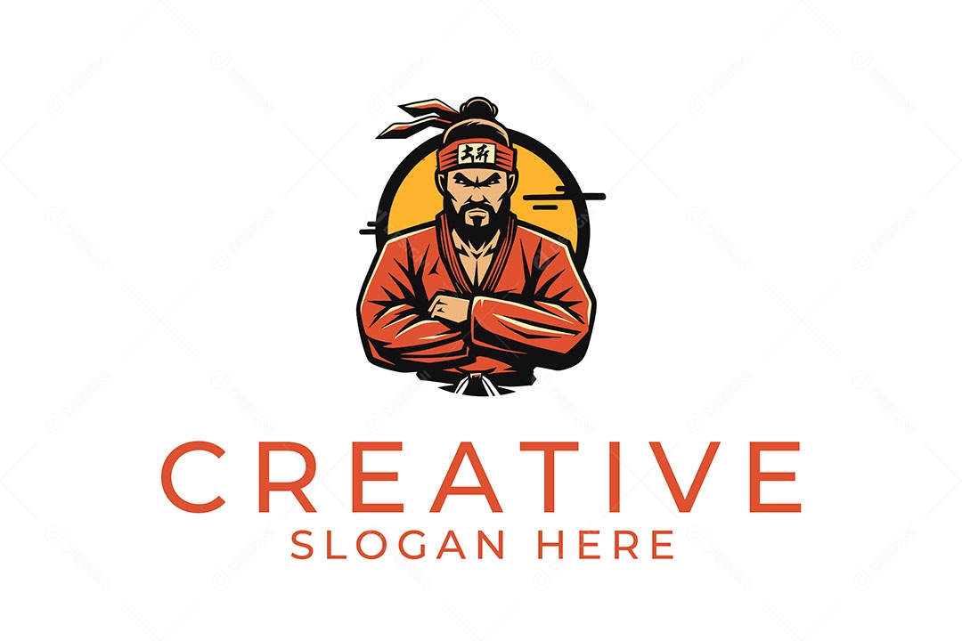 Modelo de Logotipo com Personagem PNG + AI Editável