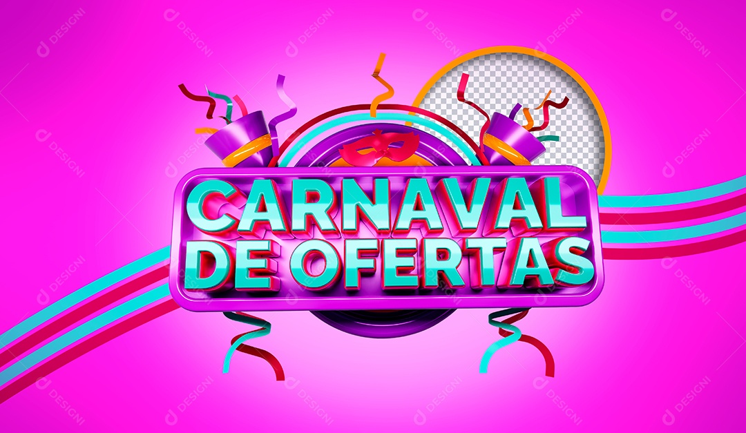 Selo 3D Carnaval de Ofertas para Composição PSD
