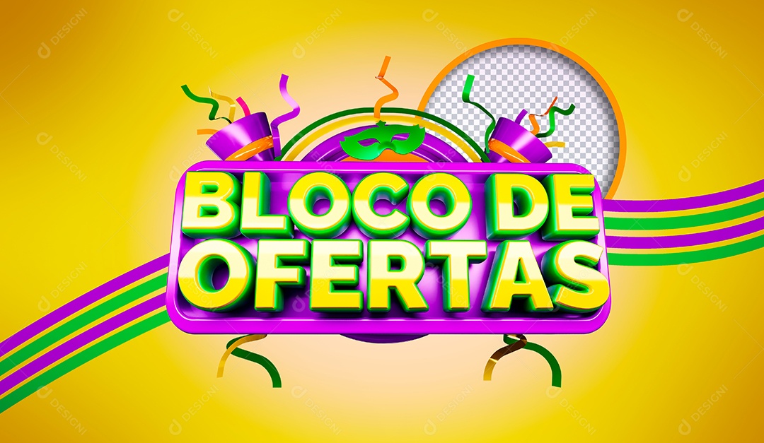 Selo 3D Bloco de Ofertas para Composição PSD